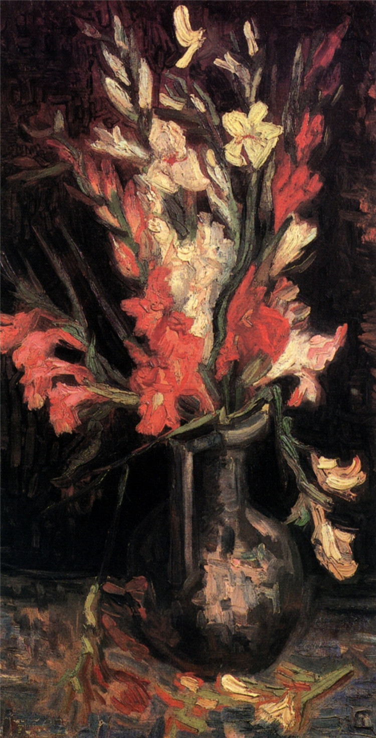 Vase With Red Gladioli Van Gogh Oil Painting